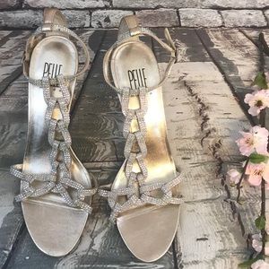 Pelle Moda Glass Stone Braided Leather Lined Heels